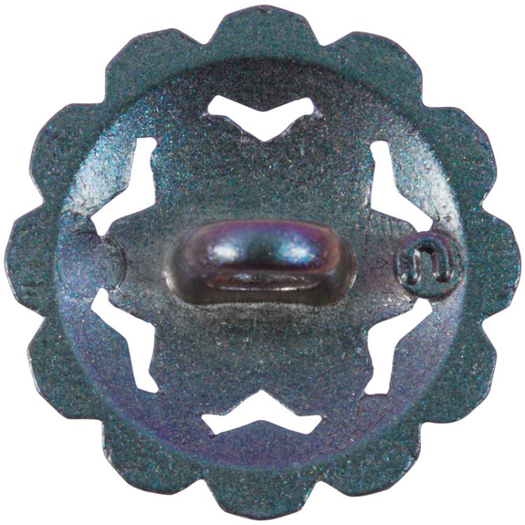 Metallknopf mit geometrischem Muster in Lila-Blau 11mm
