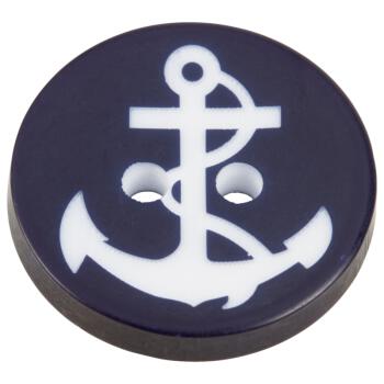 Maritimer Knopf aus Kunststoff in Marineblau mit weißem...