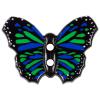Kinderknopf - Schmetterling in Schwarz mit Muster in Grün-Blau
