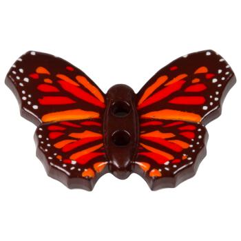 Kinderknopf - Schmetterling in Braun mit Muster in...