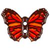 Kinderknopf - Schmetterling in Braun mit Muster in Rot-Orange