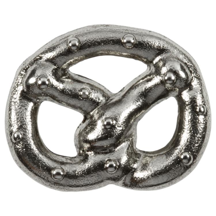 Trachtenknopf aus Metall in Brezel-Form in Silber