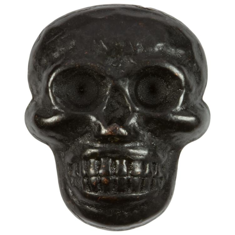 Totenkopf Knopf (Skull) aus Metall in Schwarz in Schädelform 18mm