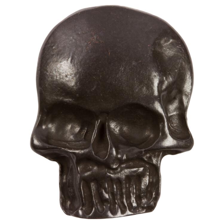 Totenkopf Knopf (Skull) aus Metall in Schädelform schwarz 30mm