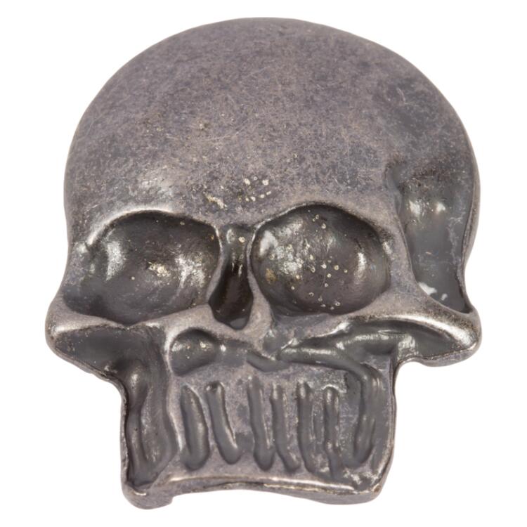 Totenkopf Knopf (Skull) aus Metall in Schädelform grau 30mm