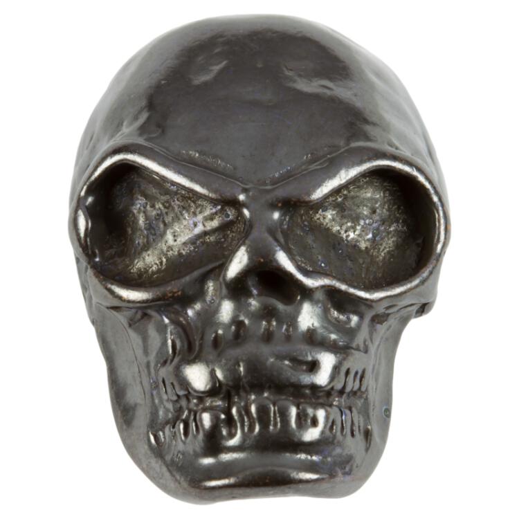 Totenkopf Knopf (Skull) in Schädelform aus Metall schwarz 
