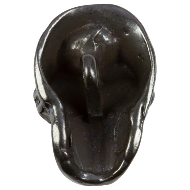 Totenkopf Knopf (Skull) in Schädelform aus Metall schwarz 23mm