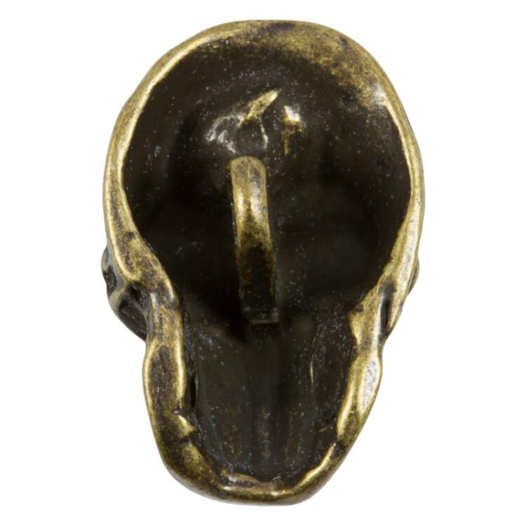 Totenkopf Knopf (Skull) in Schädelform aus Metall Altmessing 23mm