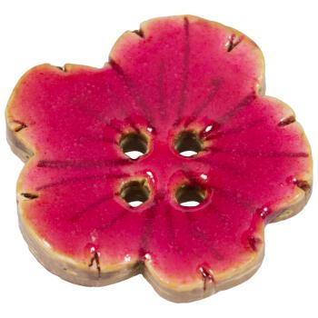 Kokosnussknopf in Blumenform mit rosa Lackschicht