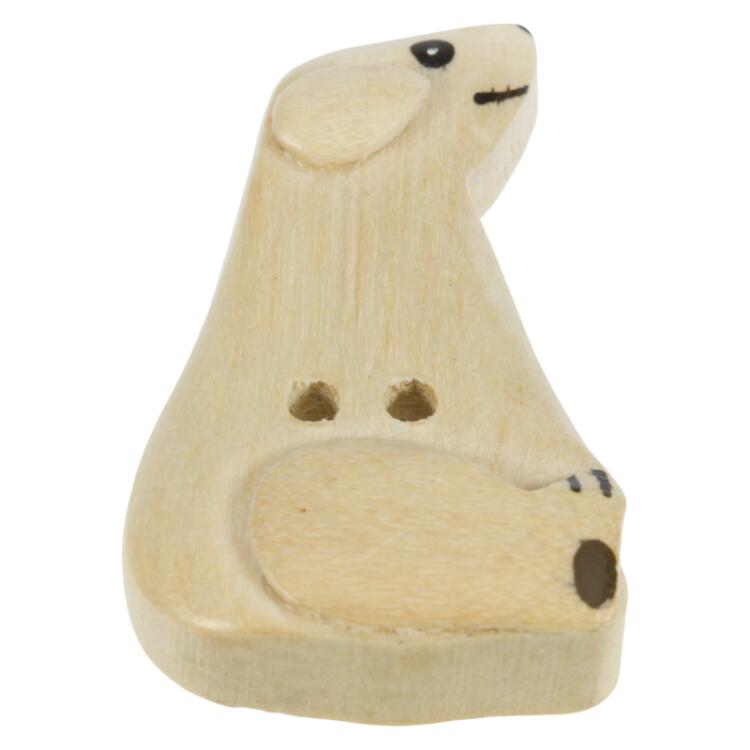 Kinderknopf - kleiner Eisbär aus echtem Holz in Beige
