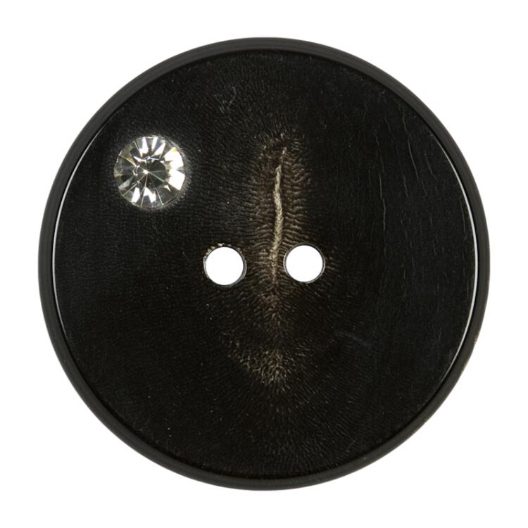 Hornknopf in Schwarz mit Swarovski Kristall 23mm