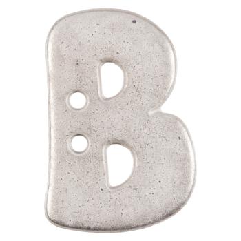 Buchstabenknopf "B" in Silber (Metalloptik), 18mm