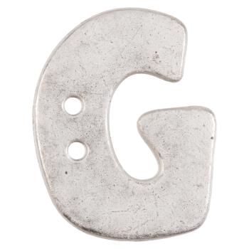 Buchstabenknopf "G" in Silber (Metalloptik), 18mm