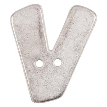 Buchstabenknopf "V" in Silber (Metalloptik), 18mm