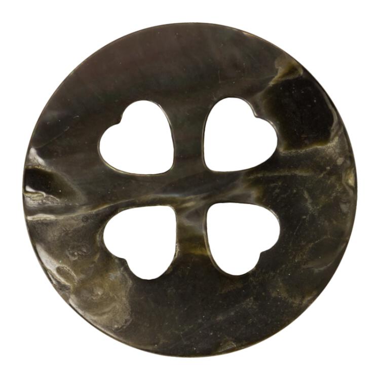 Perlmuttknopf mit herzförmigen Knopflöchern und gepunkteter Oberfläche