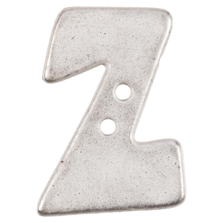 Buchstabenknopf "Z" in Silber (Metalloptik), 18mm