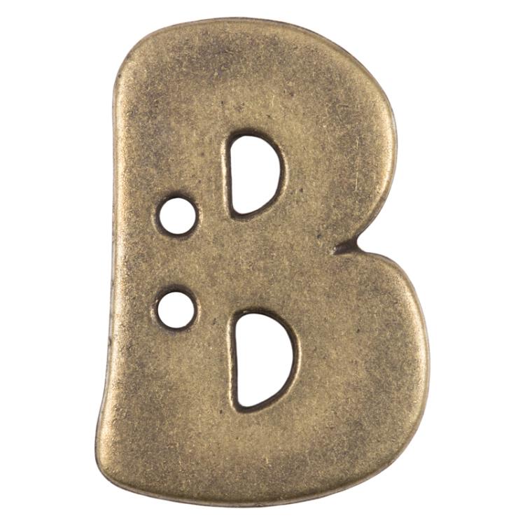 Buchstabenknopf "B" in Messing (Metalloptik), 18mm