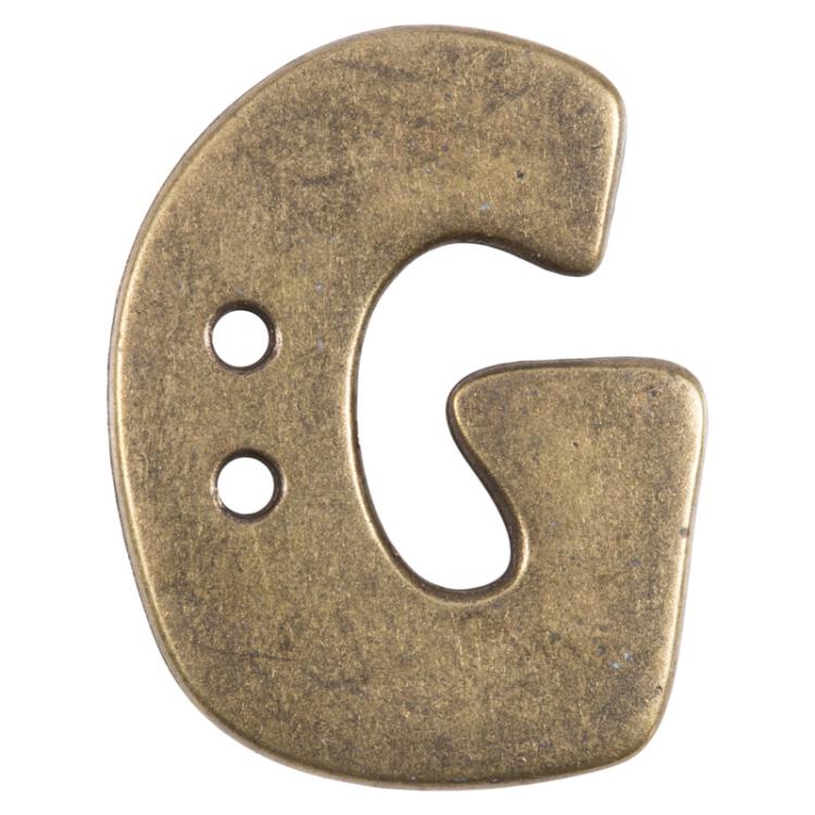 Buchstabenknopf G in Messing (Metalloptik), 18mm