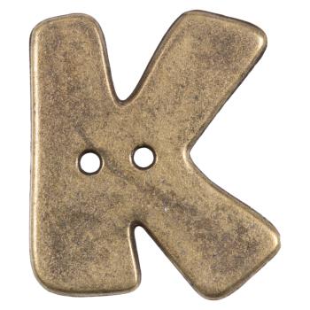 Buchstabenknopf K in Messing (Metalloptik), 18mm