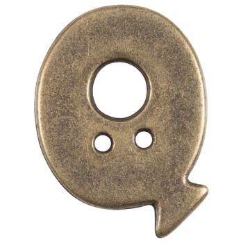 Buchstabenknopf Q in Messing (Metalloptik), 18mm