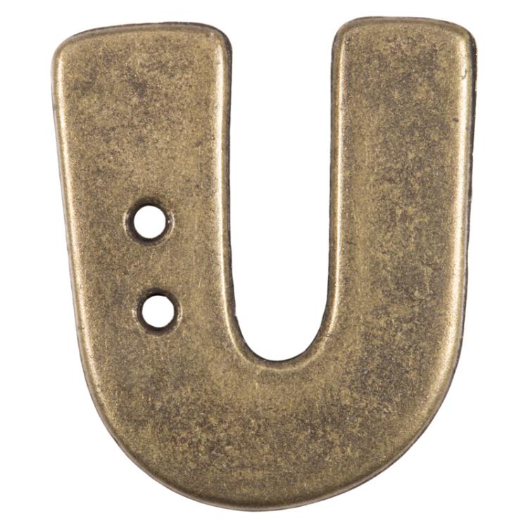 Buchstabenknopf U in Messing (Metalloptik), 18mm