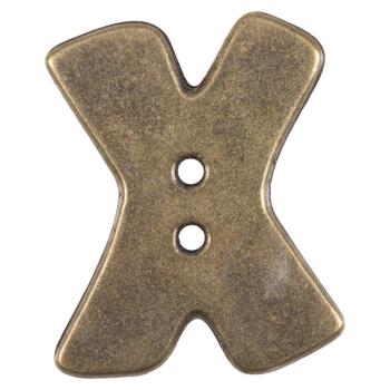 Buchstabenknopf "X" in Messing (Metalloptik), 18mm