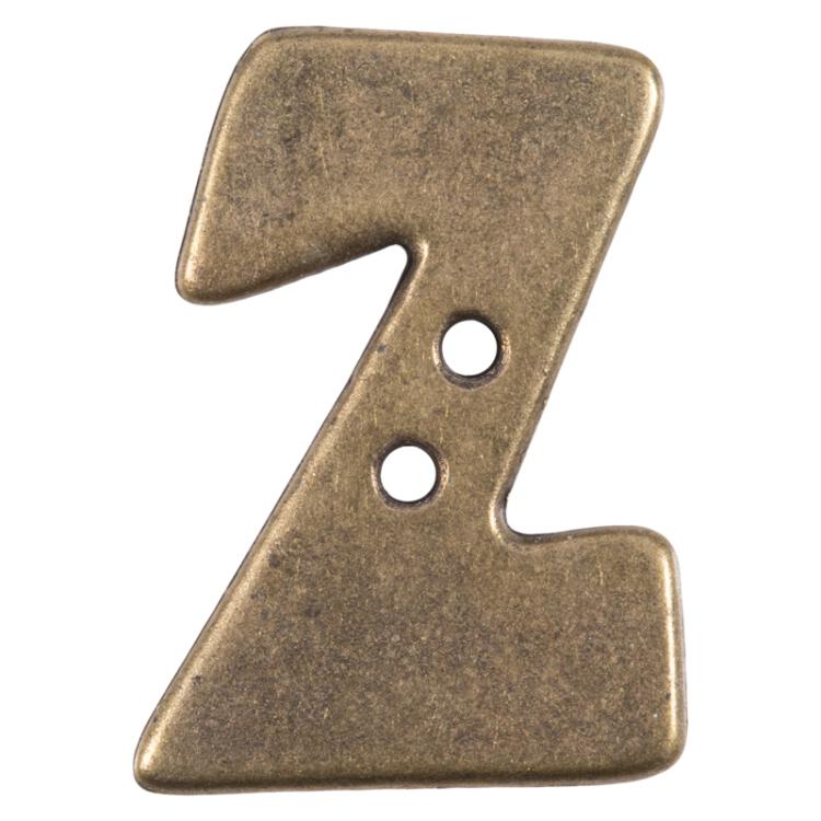 Buchstabenknopf Z in Messing (Metalloptik), 18mm