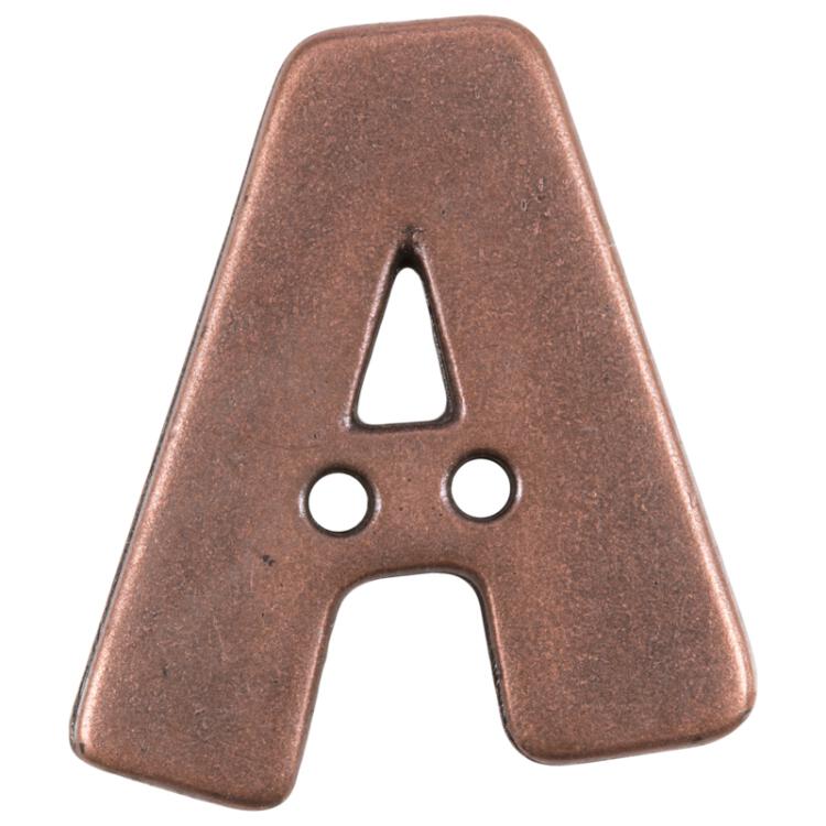 Buchstabenknopf "A" in Kupfer (Metalloptik), 18mm