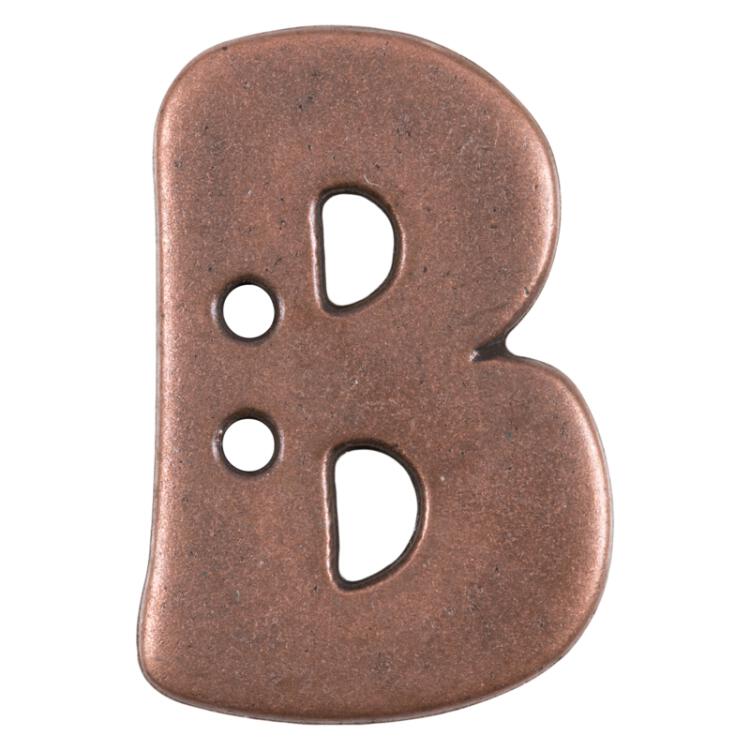 Buchstabenknopf "B" in Kupfer (Metalloptik), 18mm
