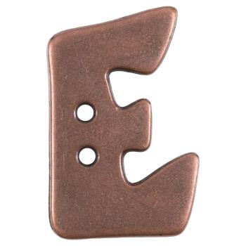 Buchstabenknopf "E" in Kupfer (Metalloptik), 18mm
