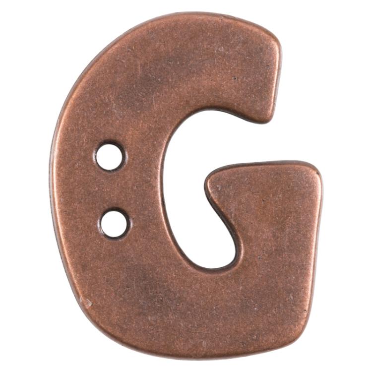Buchstabenknopf "G" in Kupfer (Metalloptik), 18mm