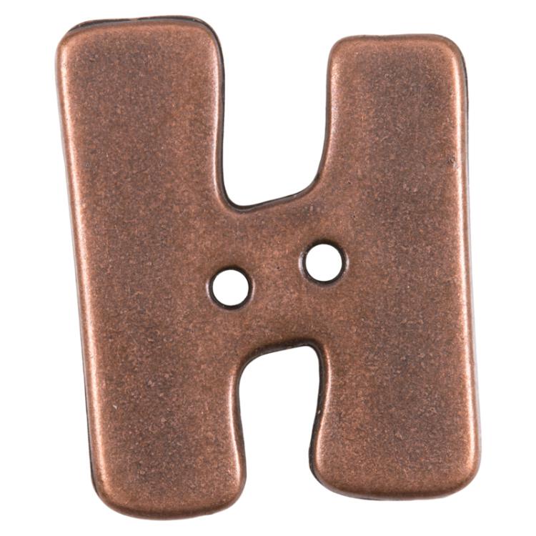 Buchstabenknopf "H" in Kupfer (Metalloptik), 18mm