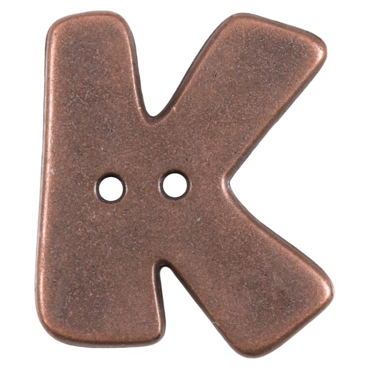 Buchstabenknopf K in Kupfer (Metalloptik), 18mm