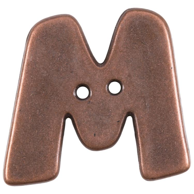 Buchstabenknopf "M" in Kupfer (Metalloptik), 18mm