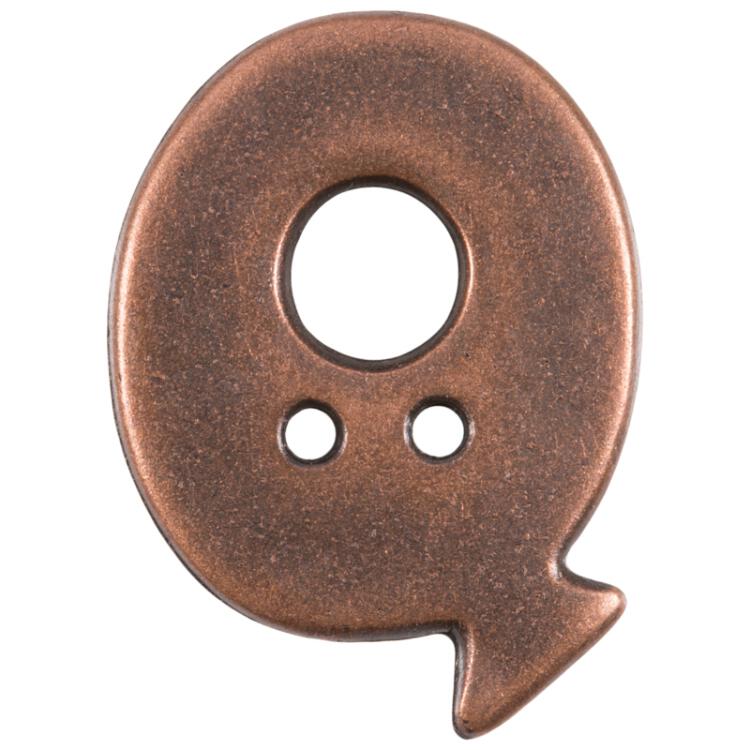 Buchstabenknopf Q in Kupfer (Metalloptik), 18mm