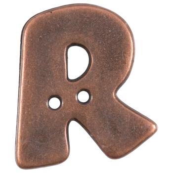 Buchstabenknopf "R" in Kupfer (Metalloptik), 18mm