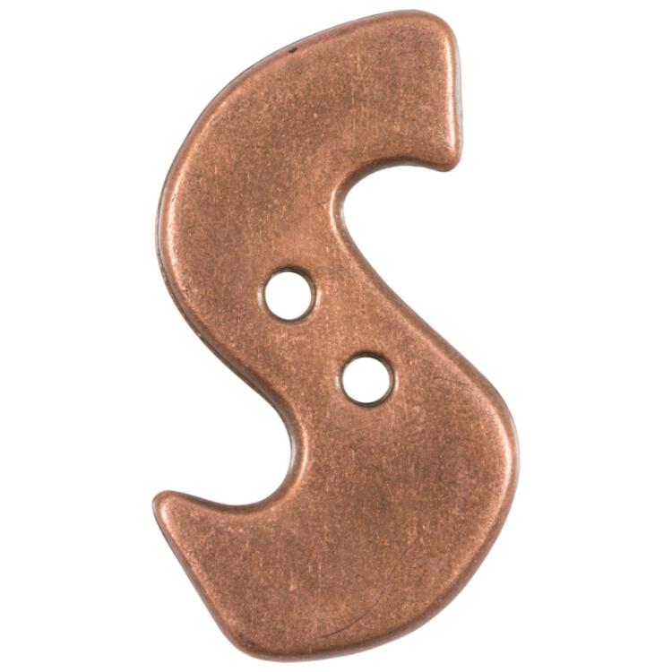 Buchstabenknopf "S" in Kupfer (Metalloptik), 18mm