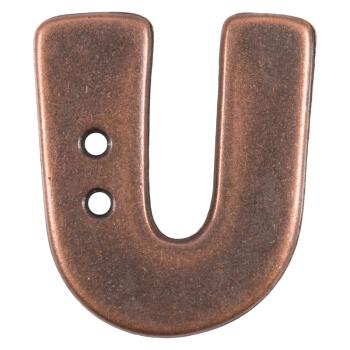 Buchstabenknopf "U" in Kupfer (Metalloptik), 18mm
