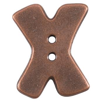 Buchstabenknopf "X" in Kupfer (Metalloptik), 18mm