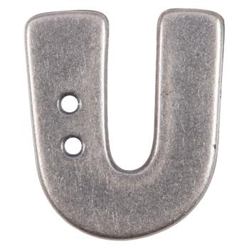Buchstabenknopf U in Altsilber (Metalloptik), 18mm