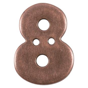 Zahlenknopf "8" in Kupfer (Metalloptik), 18mm