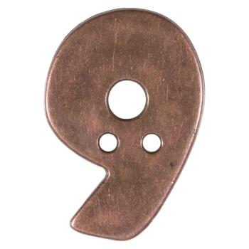 Zahlenknopf "9" in Kupfer (Metalloptik), 18mm