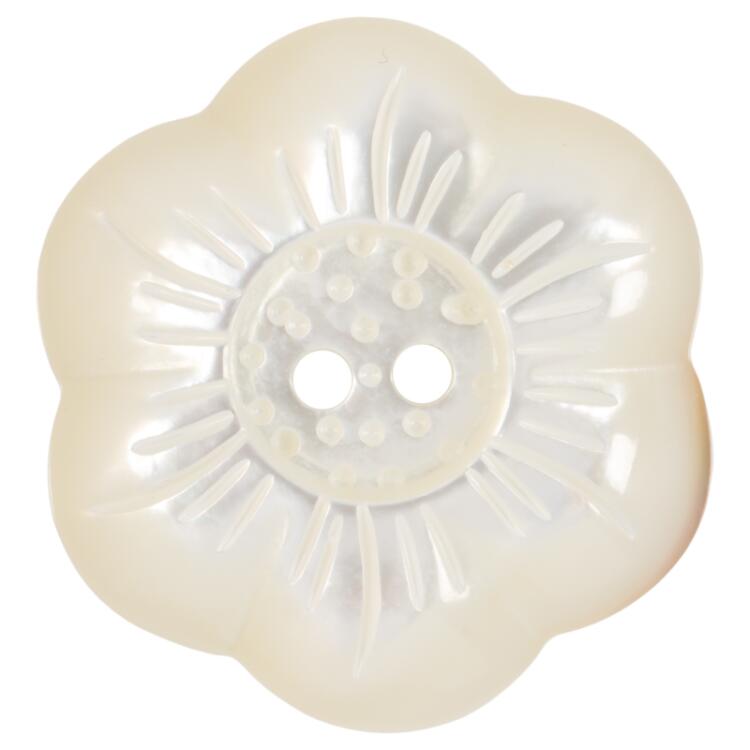 Perlmuttknopf aus hochwertiger weißer Muschel in Blumenform 23mm