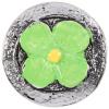 Metallknopf in Silber mit grün gefärbter Blume