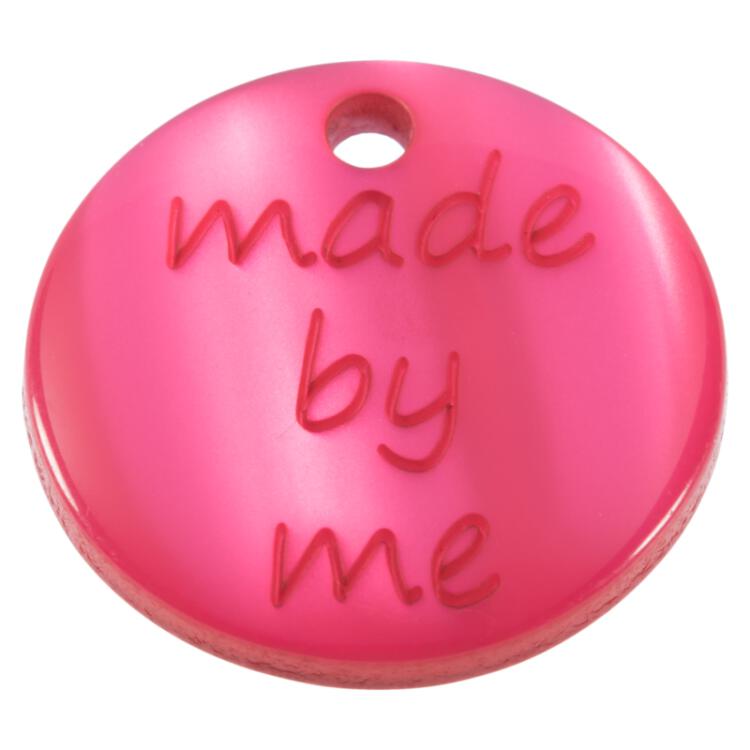 Knopf-Label "made by me" in Pink 18mm
