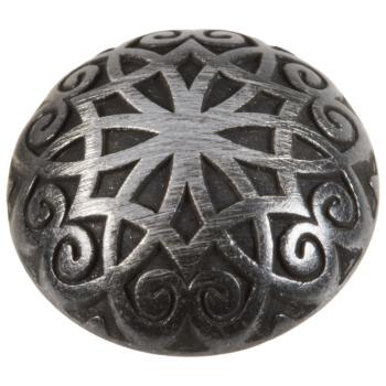Metallknopf in Silber gebürstet, gewölbt mit Ornament