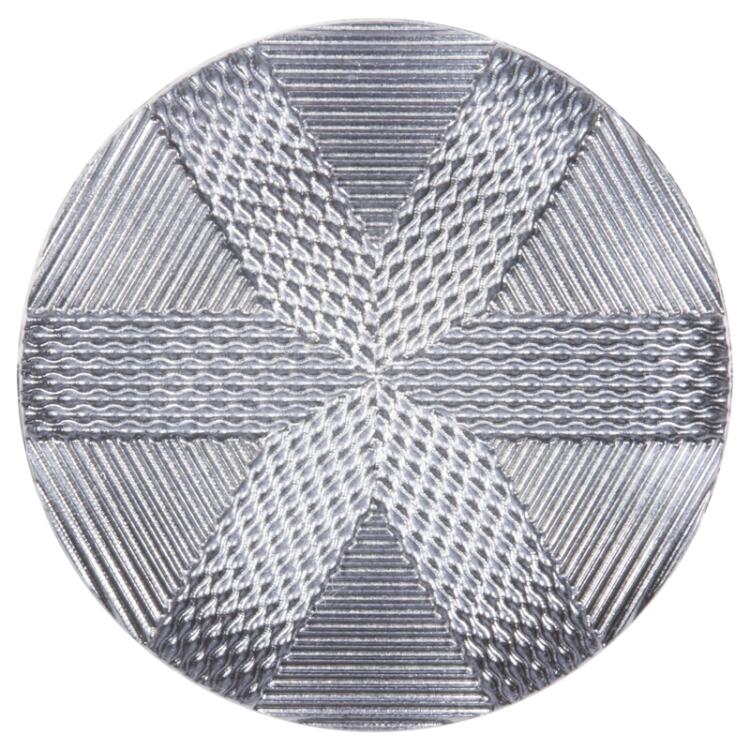 Kunststoffknopf in Metall-Grau mit Schleifchenmuster 28mm