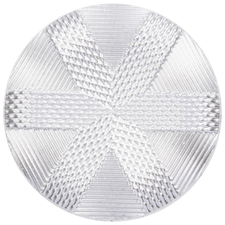Kunststoffknopf in Metall-Silber mit Schleifchenmuster 20mm
