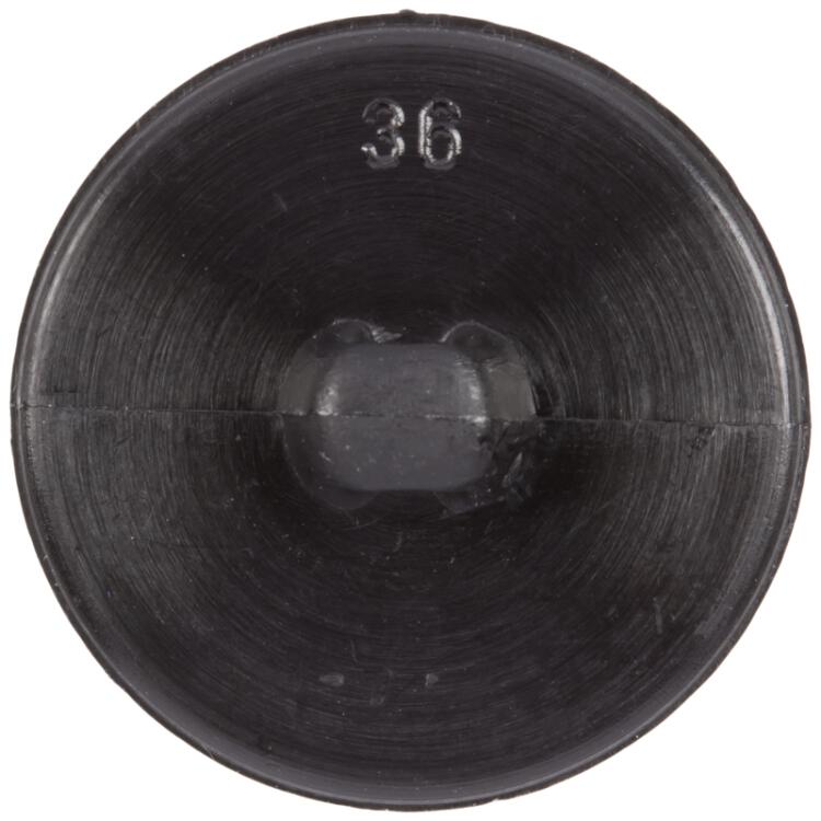 Kunststoffknopf in Schwarz mit feiner Prägung und schmalem Rand 15mm