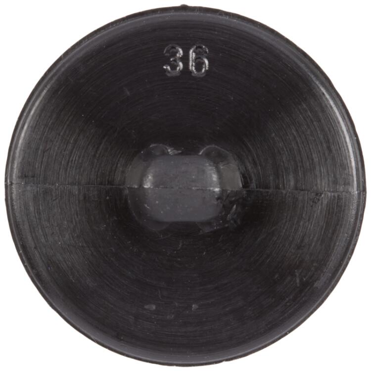 Kunststoffknopf in Schwarz mit feiner Prägung und schmalem Rand 28mm